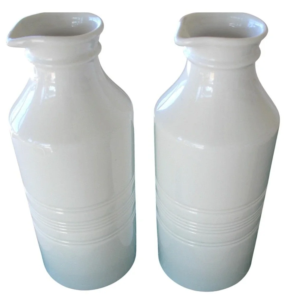 Lenox Tin Can Alley Tall‎ Milk Bottle Porcelain White 40oz Pair